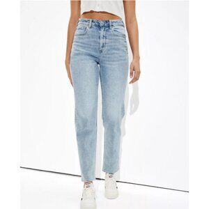 American Eagle Womens Stretch Mom Straight Leg Jeans 8 Blue Light Wash Tapered